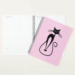 Whimsical Skinny Black Cat Pink Planer