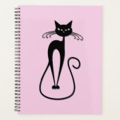 Whimsical Skinny Black Cat Pink Planer (Vorderseite)