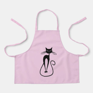 Whimsical Skinny Black Cat Pink Schürze
