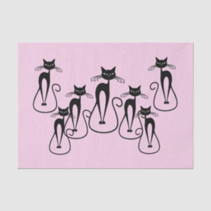 Whimsical Skinny Black Cat Pink Seidenpapier