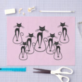 Whimsical Skinny Black Cat Pink Seidenpapier (Handwerk)