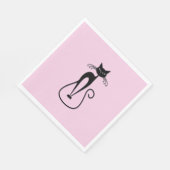 Whimsical Skinny Black Cat Pink Serviette (Ecke)