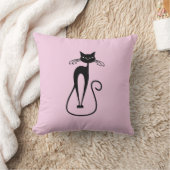 Whimsical Skinny Black Cat Pink Solid Side Kissen (Decke)
