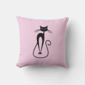 Whimsical Skinny Black Cat Pink Solid Side Kissen (Vorderseite)