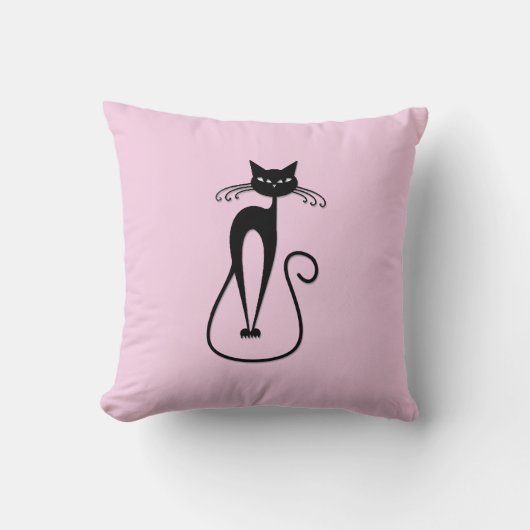 Whimsical Skinny Black Cat Pink Solid Side Kissen (Vorderseite)