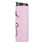 Whimsical Skinny Black Cat Pink Thermosbecher (Nach rechts gedreht)