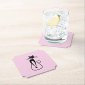 Whimsical Skinny Black Cat Pink Untersetzer (Vor Ort)
