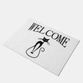 Whimsical Skinny Black Cat Willkommen Fußmatte (Schrägansicht)