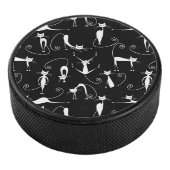 Whimsical Skinny white Cat Pattern Eishockey Puck (3/4)