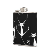 Whimsical Skinny white Cat Pattern Flachmann (Links)
