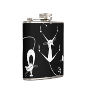 Whimsical Skinny white Cat Pattern Flachmann (Rechts)