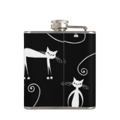 Whimsical Skinny white Cat Pattern Flachmann (Rückseite)