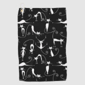 Whimsical Skinny white Cat Pattern Golfhandtuch (Vorderseite)