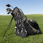 Whimsical Skinny white Cat Pattern Golfhandtuch (Gras)