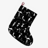 Whimsical Skinny white Cat Pattern Großer Weihnachtsstrumpf (Vorderansicht (hängend))