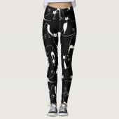 Whimsical Skinny white Cat Pattern Leggings (Vorderseite)