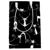 Whimsical Skinny white Cat Pattern Mittlere Geschenktüte (Vorderseite)
