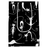Whimsical Skinny white Cat Pattern Mittlere Geschenktüte (Rückseite)