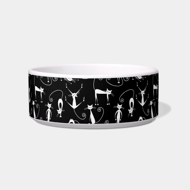 Whimsical Skinny white Cat Pattern Napf (Vorderseite)