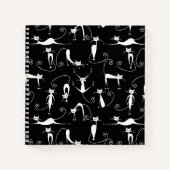 Whimsical Skinny white Cat Pattern Notizblock (Vorderseite)