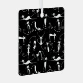 Whimsical Skinny white Cat Pattern Ornament Aus Metall (Vorderseite Rechts)