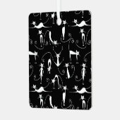 Whimsical Skinny white Cat Pattern Ornament Aus Metall (Vorderseite links)