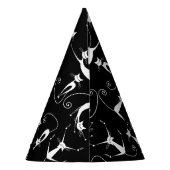 Whimsical Skinny white Cat Pattern Partyhütchen (Rückseite)