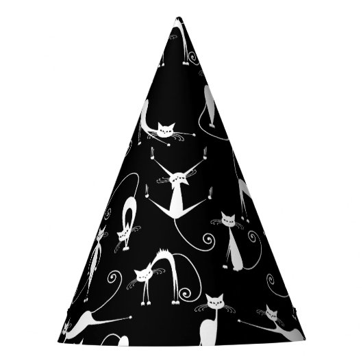 Whimsical Skinny white Cat Pattern Partyhütchen (Vorderseite)