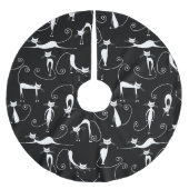Whimsical Skinny white Cat Pattern Polyester Weihnachtsbaumdecke (Vorderseite)