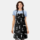 Whimsical Skinny white Cat Pattern Schürze (Getragen)