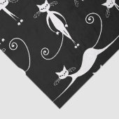 Whimsical Skinny white Cat Pattern Seidenpapier (Detail)