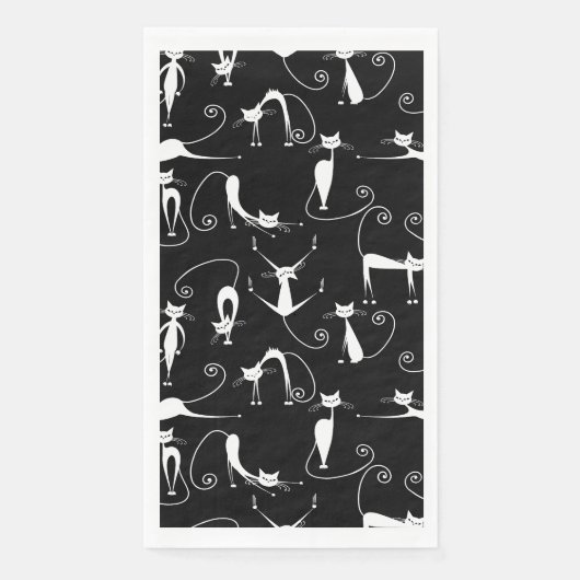 Whimsical Skinny white Cat Pattern Serviette (Vorderseite)