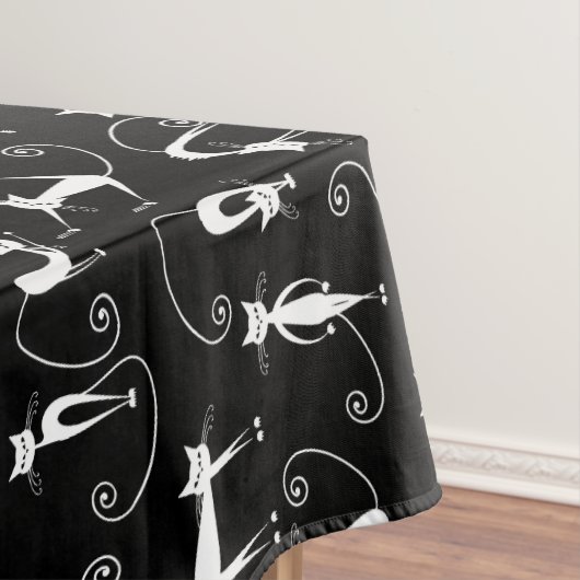 Whimsical Skinny white Cat Pattern Tischdecke (Beispiel)