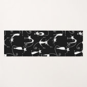 Whimsical Skinny white Cat Pattern Yogamatte (Vorderseite (Horizontal))