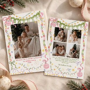 Whimsical Skurril Bunte Weihnachtsfamilienfoto Feiertagskarte