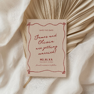 Whimsical Skurril Rote Handgezeichnete Hochzeit Save The Date