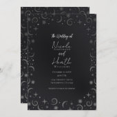 Whimsical Sky Wirbel Silver Celestial Wedding Einladung (Vorne/Hinten)