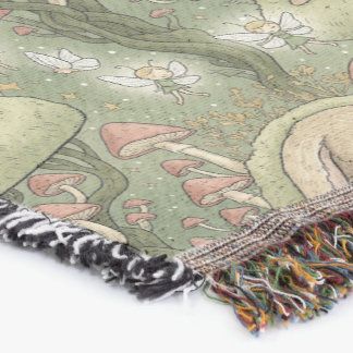 Whimsical Sleeping Bunny & Fairies Decke