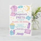Whimsical Sleepover Party Geburtstagseinladung Einladung (Stehend Vorderseite)