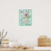 Whimsical Sleepy Blume Fee Poster Art (Küche)