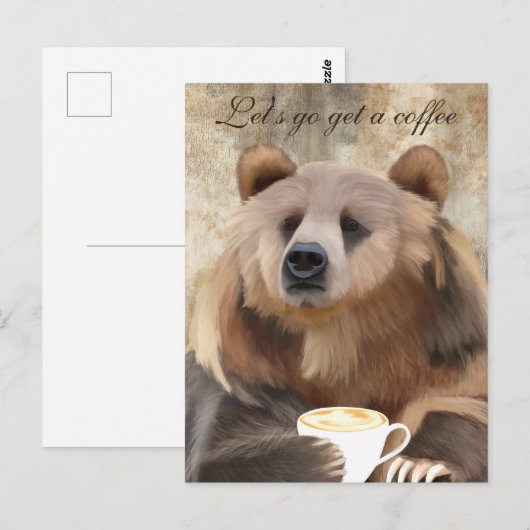 Whimsical Sleepy Kaffee Drink Bär Postkarte (Vorne/Hinten)