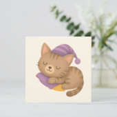 Whimsical sleepy kitty cat karte (Stehend Vorderseite)