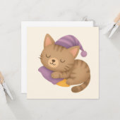 Whimsical sleepy kitty cat karte (Vorderseite/Rückseite Beispiel)