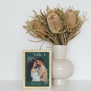 Whimsical Smaragdgrün Hochzeit Foto Tischnummer