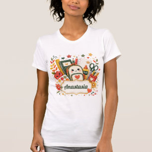 Whimsical Smiley Rucksack & Apfel Glitter Schule  T-Shirt