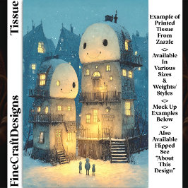 Whimsical Smiling Snowmen Houses DW9R Decoupage Seidenpapier