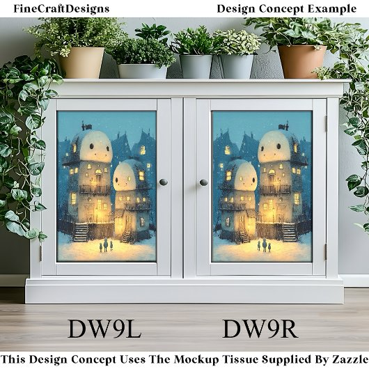 Whimsical Smiling Snowmen Houses DW9R Decoupage Seidenpapier