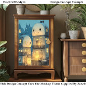 Whimsical Smiling Snowmen Houses DW9R Decoupage Seidenpapier