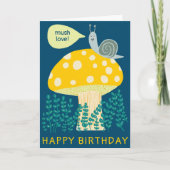 Whimsical Snail on Magical Mushroom CUSTOM Bday Karte (Vorderseite)