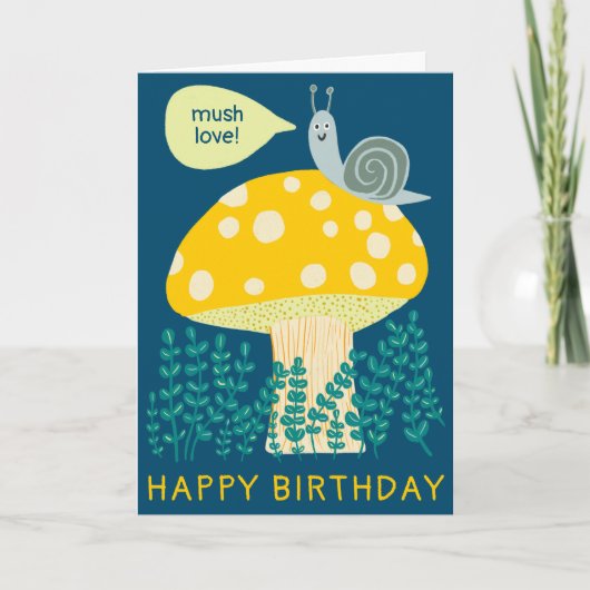 Whimsical Snail on Magical Mushroom CUSTOM Bday Karte (Vorderseite)